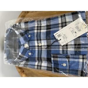 Piombo Men's Blue Plaid Cotton Shirt - Size M
